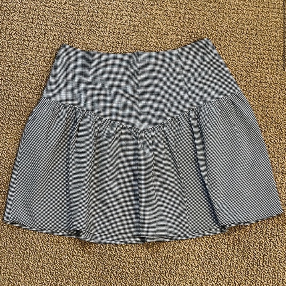 Paris Atelier & Other Stories B&W Gingham Pinch Pleat Flare Mini Skirt size 6